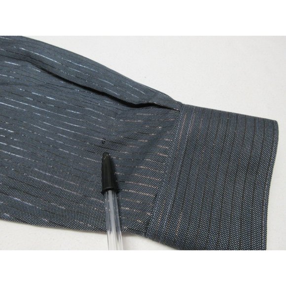 Paul Fredrick non-iron metallic‎ pinstripe button front shirt - Picture 11 of 12